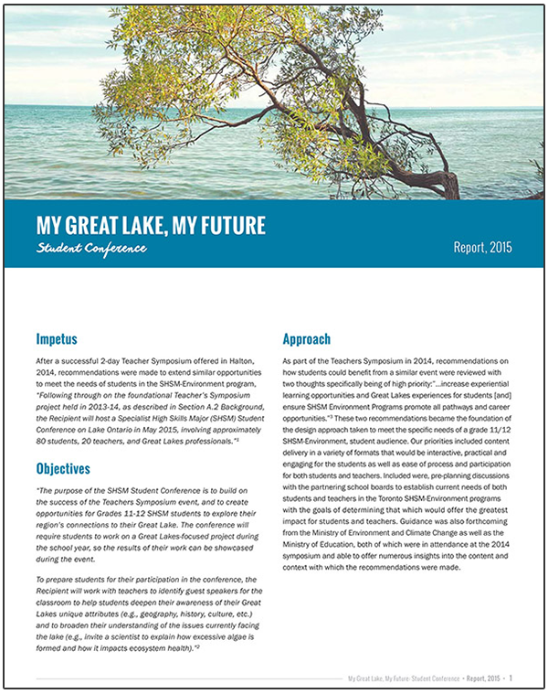 cover of My Great Lake summary report