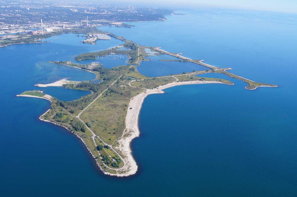 Aerial view of Leslie Street Spit, 2013.