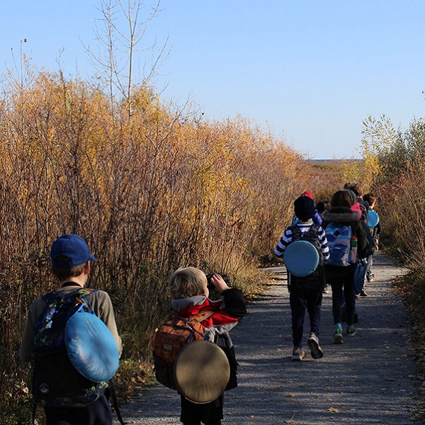 students explore wilderness trail at a Tommy Thompson Park March Break camp